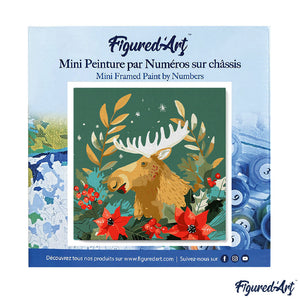 Mini Paint by numbers 8"x8" framed - Christmas Moose