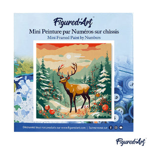 Mini Paint by numbers 8"x8" framed - Majestic Winter Deer