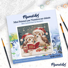 Load image into Gallery viewer, Mini Paint by numbers 8"x8" framed - Santa Owls Reading