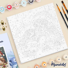 Load image into Gallery viewer, Mini Paint by numbers 8"x8" framed - Santa Owls Reading