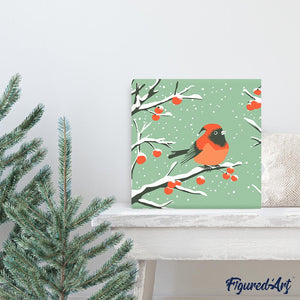 Mini Paint by numbers 8"x8" framed - Winter Redbird