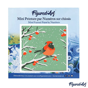 Mini Paint by numbers 8"x8" framed - Winter Redbird