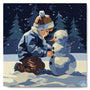 Paint by numbers kit Mini Paint by numbers 8"x8" framed - A Boy and a Snowman Figured'Art