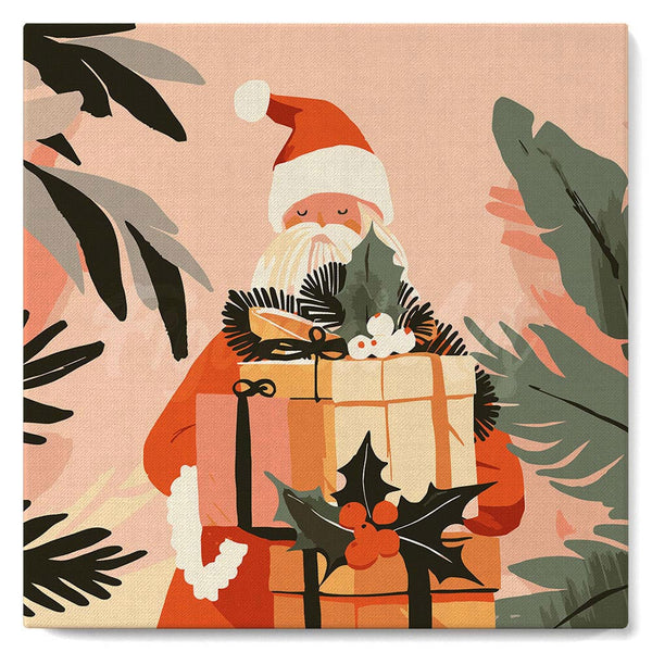 Mini Paint by numbers 8"x8" framed - Santa with Gifts