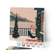 Load image into Gallery viewer, Paint by numbers kit Mini Paint by numbers 8"x8" framed - Girl and Winter Lake Figured'Art