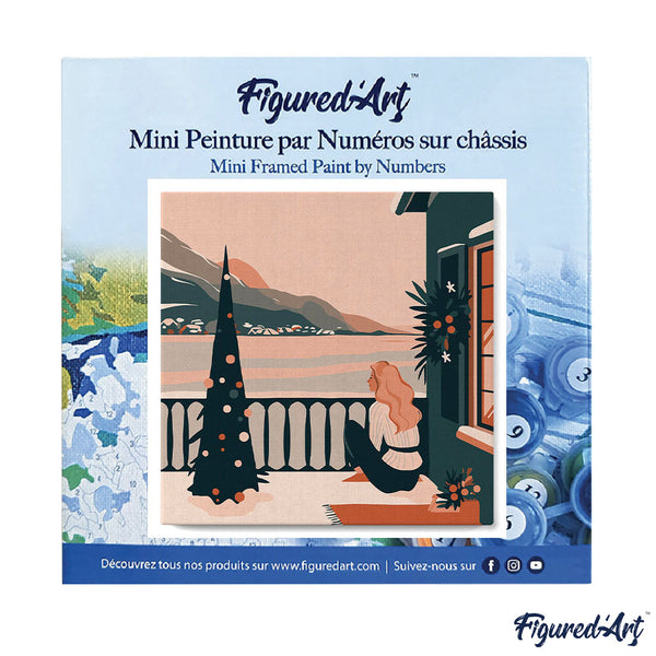 Mini Paint by numbers 8"x8" framed - Girl and Winter Lake