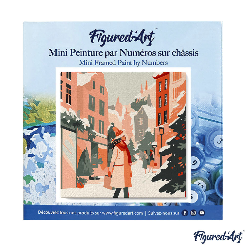 Mini Paint by numbers 8"x8" framed - Winter Shopping