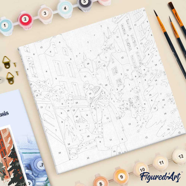 Mini Paint by numbers 8"x8" framed - Winter Shopping