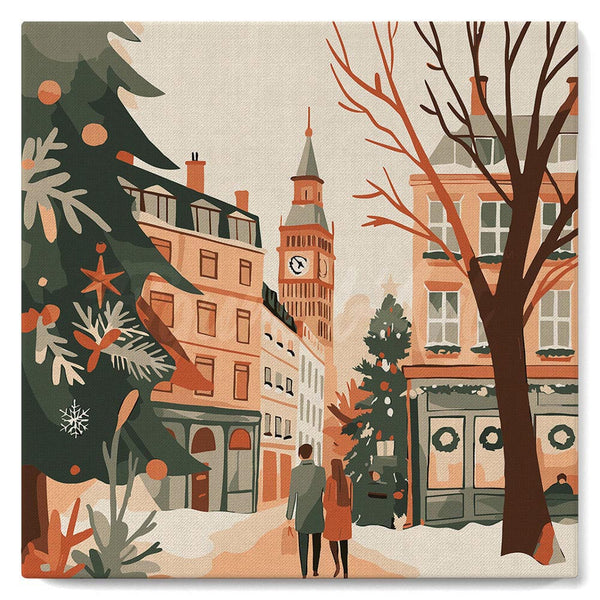 Paint by numbers kit Mini Paint by numbers 8"x8" framed - Christmas in London Figured'Art