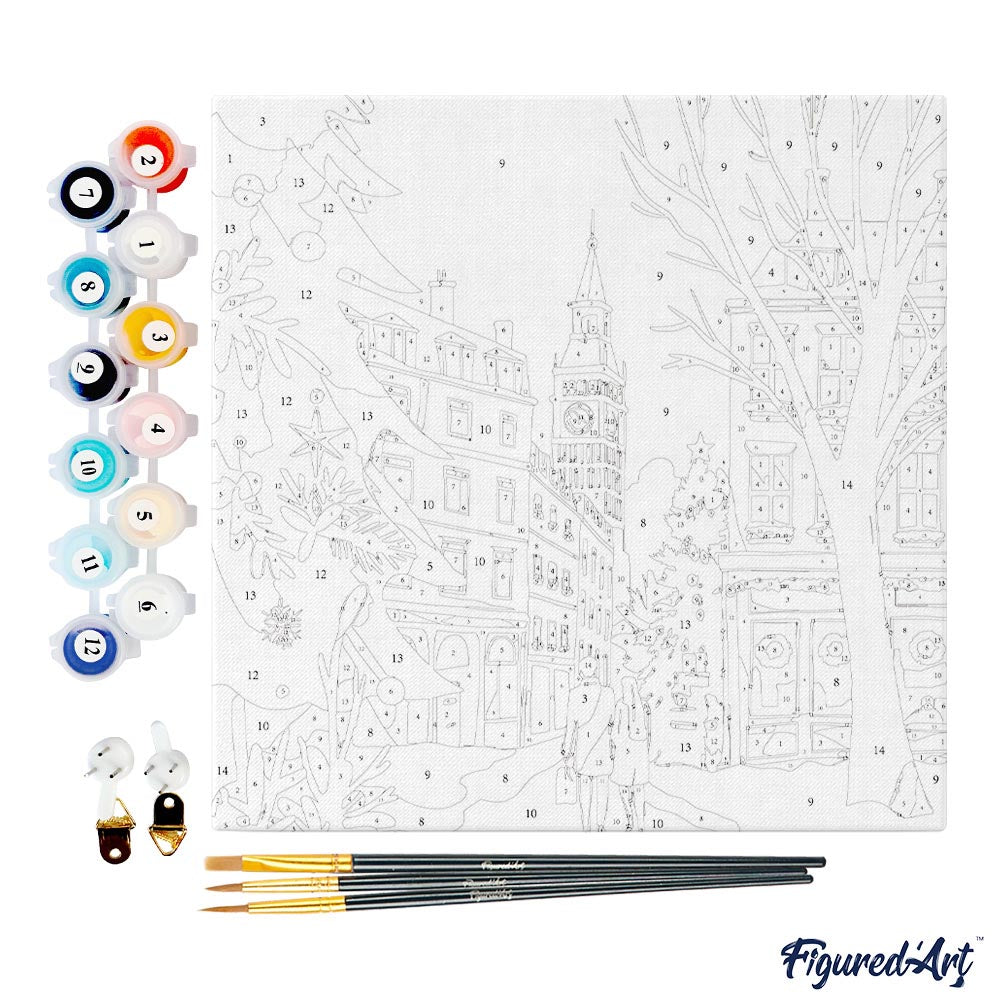 Mini Paint by numbers 8"x8" framed - Christmas in London