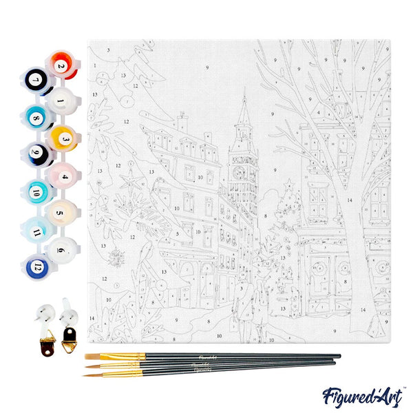 Mini Paint by numbers 8"x8" framed - Christmas in London