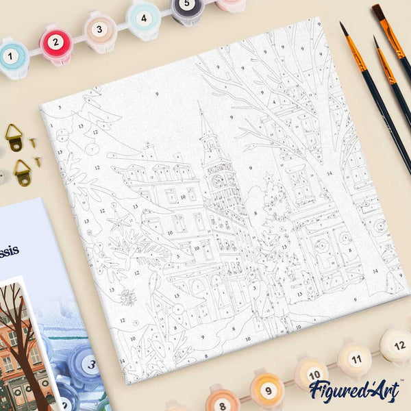 Mini Paint by numbers 8"x8" framed - Christmas in London