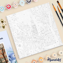 Load image into Gallery viewer, Mini Paint by numbers 8"x8" framed - Christmas in London