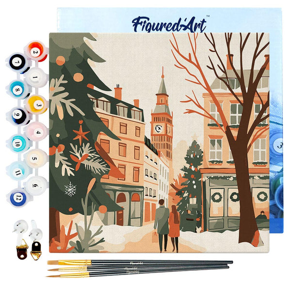 Mini Paint by numbers 8"x8" framed - Christmas in London
