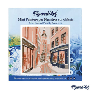 Mini Paint by numbers 8"x8" framed - Snowy Christmas Alley