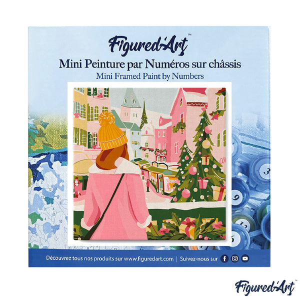 Mini Paint by numbers 8"x8" framed - Girl at Christmas Market