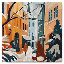 Load image into Gallery viewer, Mini Paint by numbers 8"x8" framed - Snowy Alley