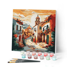 Load image into Gallery viewer, Paint by numbers kit Mini Paint by numbers 8"x8" framed - Sunny Village Church Figured'Art