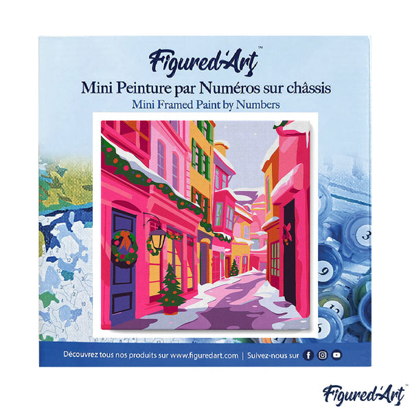 Mini Paint by numbers 8"x8" framed - Pink Christmas Alley