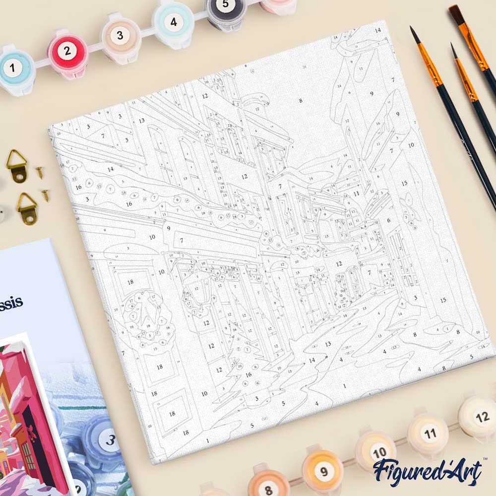 Mini Paint by numbers 8"x8" framed - Pink Christmas Alley