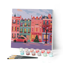 Load image into Gallery viewer, Paint by numbers kit Mini Paint by numbers 8"x8" framed - Colorful Christmas Street Figured'Art
