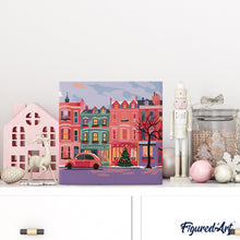 Load image into Gallery viewer, Mini Paint by numbers 8"x8" framed - Colorful Christmas Street