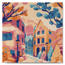 Load image into Gallery viewer, Mini Paint by numbers 8"x8" framed - Lovely Snowy Town