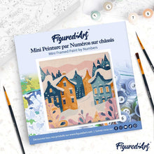 Load image into Gallery viewer, Mini Paint by numbers 8"x8" framed - Lovely Winter Village