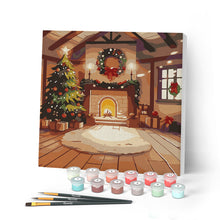 Load image into Gallery viewer, Paint by numbers kit Mini Paint by numbers 8"x8" framed - Cozy Christmas Room Figured'Art