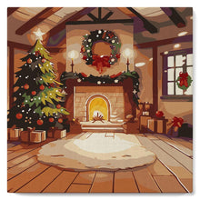 Load image into Gallery viewer, Paint by numbers kit Mini Paint by numbers 8&quot;x8&quot; framed - Cozy Christmas Room Figured&#39;Art