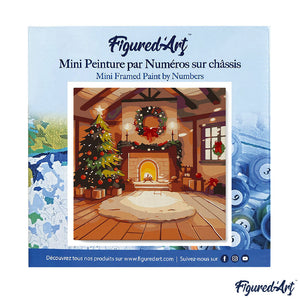 Mini Paint by numbers 8"x8" framed - Cozy Christmas Room