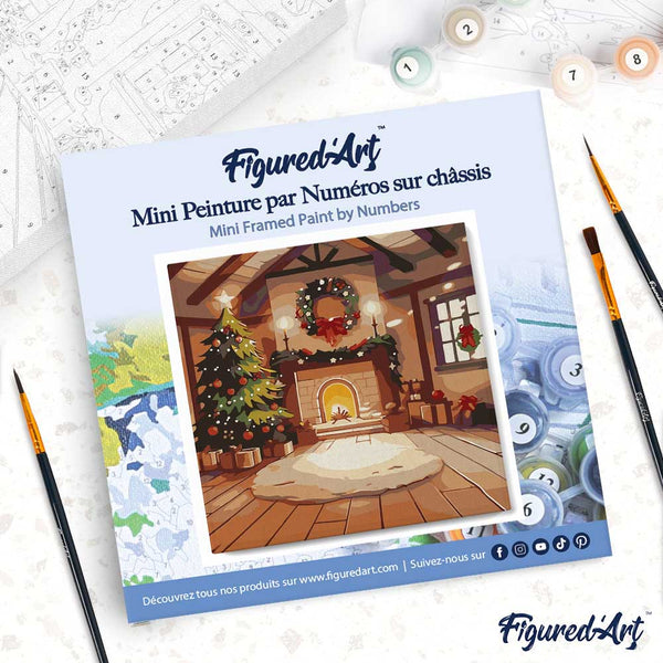 Mini Paint by numbers 8"x8" framed - Cozy Christmas Room