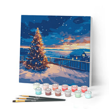Load image into Gallery viewer, Paint by numbers kit Mini Paint by numbers 8"x8" framed - Twinkle Christmas Sunset Figured'Art
