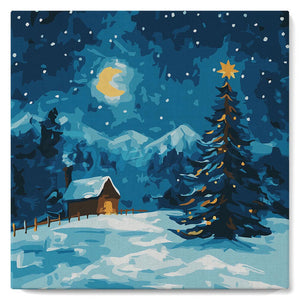 Paint by numbers kit Mini Paint by numbers 8"x8" framed - Starry Christmas Night Figured'Art