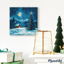 Load image into Gallery viewer, Mini Paint by numbers 8&quot;x8&quot; framed - Starry Christmas Night