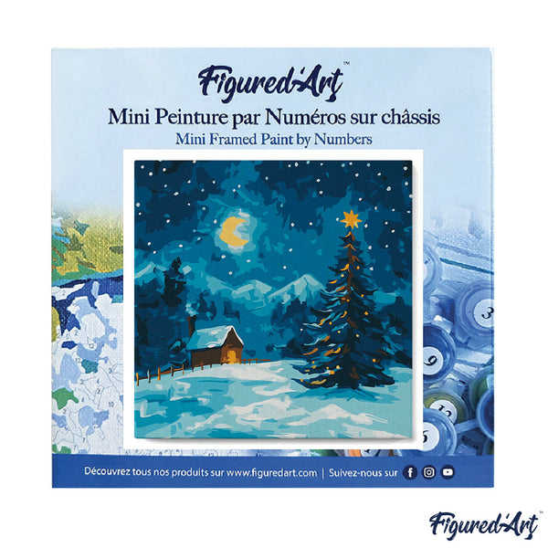 Mini Paint by numbers 8"x8" framed - Starry Christmas Night