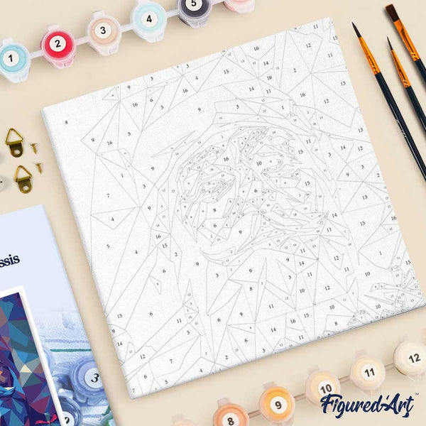 Mini Paint by numbers 8"x8" framed - Polygon Santa