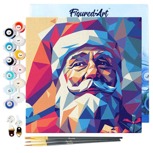 Mini Paint by numbers 8"x8" framed - Polygon Santa