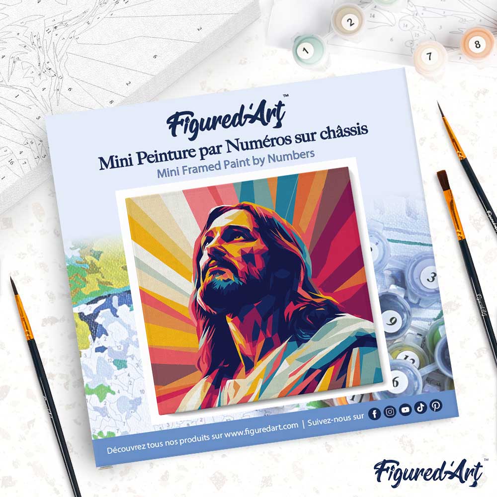 Mini Paint by numbers 8"x8" framed - Radiant Jesus