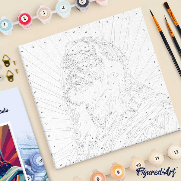 Mini Paint by numbers 8"x8" framed - Radiant Jesus