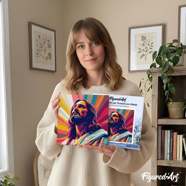 Mini Paint by numbers 8"x8" framed - Radiant Jesus