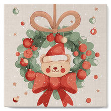Load image into Gallery viewer, Mini Paint by numbers 8"x8" framed - Christmas Wreath Bear