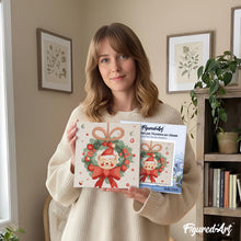 Load image into Gallery viewer, Mini Paint by numbers 8"x8" framed - Christmas Wreath Bear