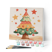 Load image into Gallery viewer, Paint by numbers kit Mini Paint by numbers 8"x8" framed - Cute Christmas Tree Figured'Art