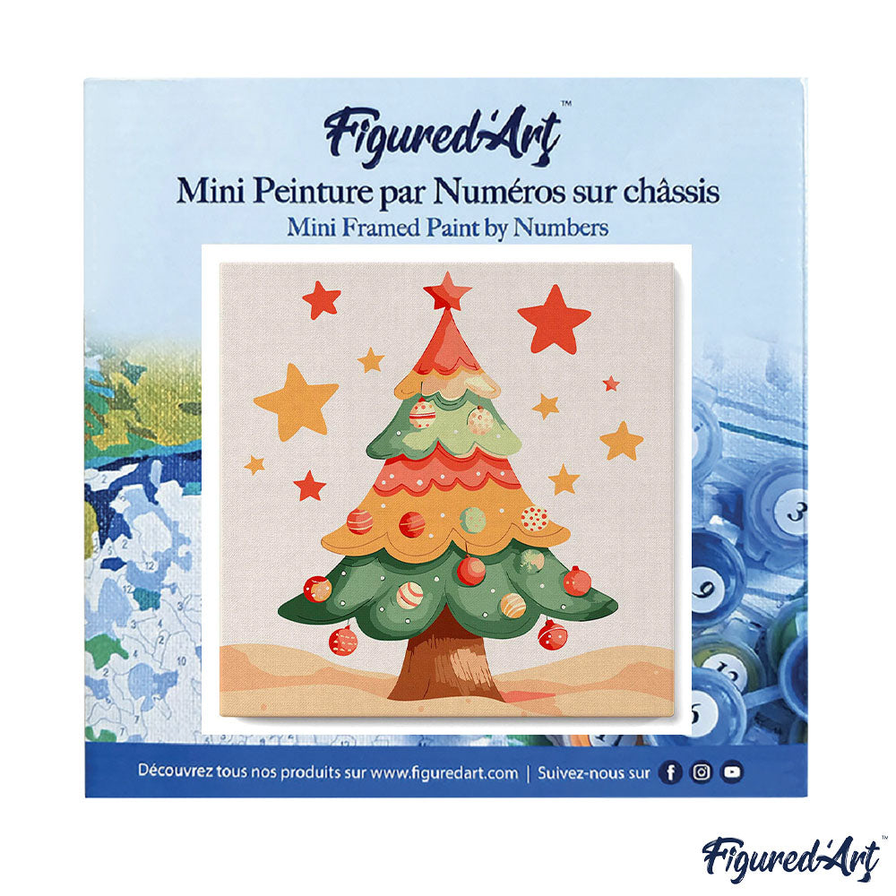 Mini Paint by numbers 8"x8" framed - Cute Christmas Tree