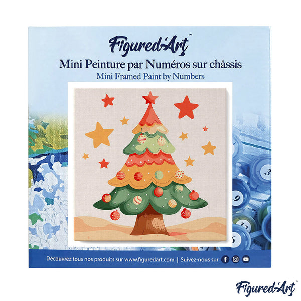Mini Paint by numbers 8"x8" framed - Cute Christmas Tree