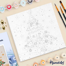 Load image into Gallery viewer, Mini Paint by numbers 8"x8" framed - Cute Christmas Tree