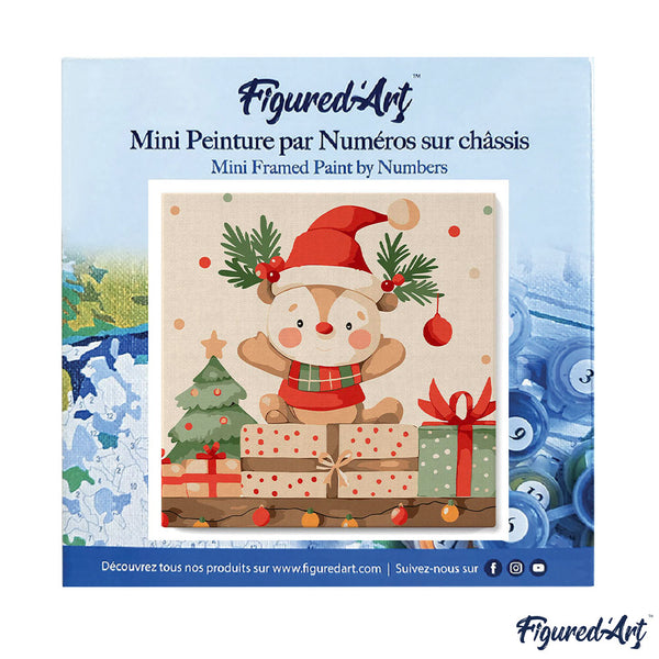 Mini Paint by numbers 8"x8" framed - Holiday Gift Bear
