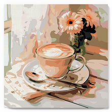 Load image into Gallery viewer, Paint by numbers kit for adults Mini Paint by numbers 8"x8" framed - Morning Coffee Figured'Art