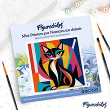 Load image into Gallery viewer, Mini Paint by numbers 8"x8" framed - Bold Abstract Cat